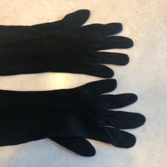 Hansen Vintage 1940s 1950s Black Rayon Opera Gloves Pearl Small-Medium Size 7 - Picture 8 of 11